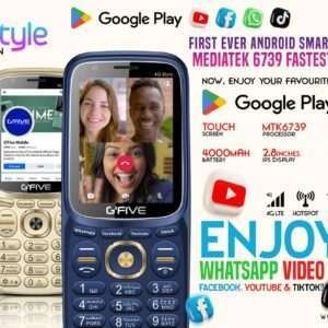 G Five 4G Style touch screen and keypad 4G youtube facebook whatsapp latest android Wifi, Hotspot and Powerful Battery